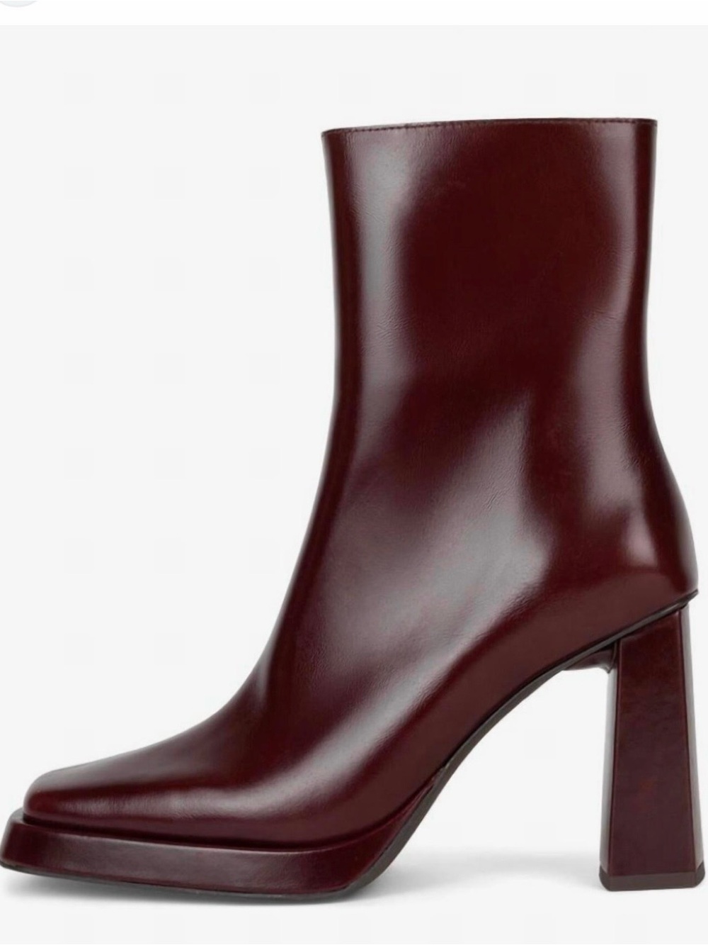 Jeffrey Campbell Sherpal leather ankle boots matte wine square toe Sz 9.5